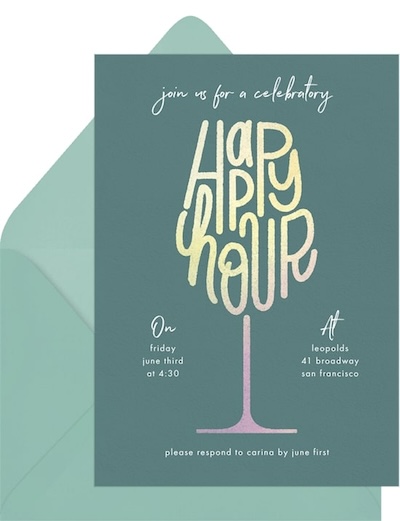 Handlettered Happy Hour Invitation
