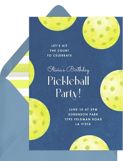 Pickleball party: Handpainted Pickleballs Invitation