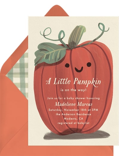 Halloween baby shower invitations: Happy Pumpkin Invitation