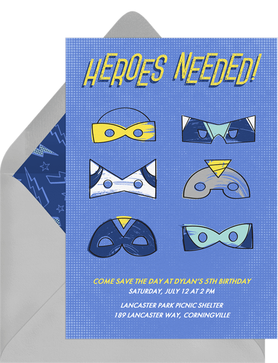 Superhero birthday party: Heroes Needed Invitation