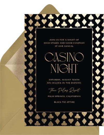 New Years Eve party themes: High Stakes Invitation