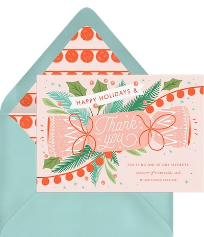 Business happy holidays message: Holiday Cracker Card