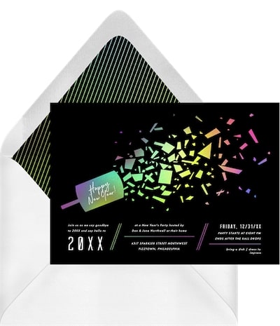 New Years Eve party themes: Hologram Pop Invitation
