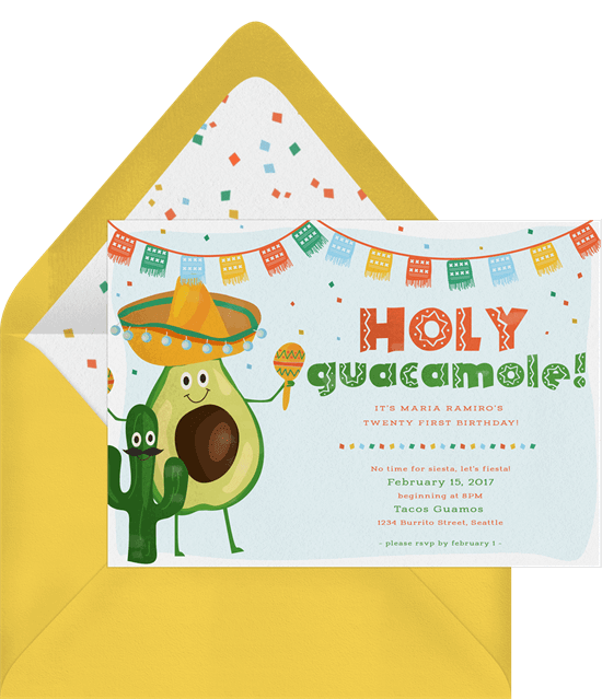 Taco party ideas: Holy Guacamole! Invitation