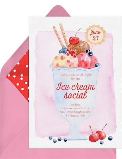 Summer birthday party ideas: Ice Cream Soda Card