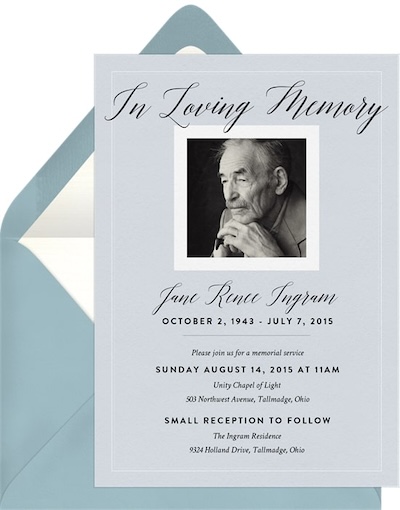 Celebration of life invitations: In Loving Memory Invitation
