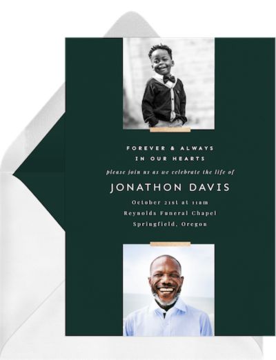 Celebration of life ideas: In Our Hearts Invitation