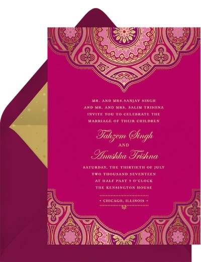 Asian wedding invitations: Indian Inspired Invitation