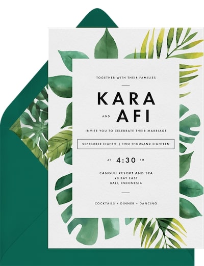Tropical wedding: Into the Tropics Invitation