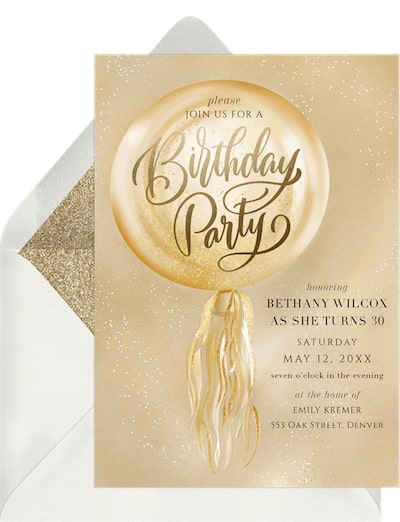 Iridescent Confetti Balloon Invitation