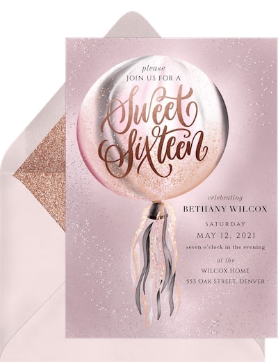 Iridescent Confetti Balloon Invitation