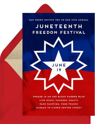 Juneteenth celebration ideas: Juneteenth Flag Motif Invitation