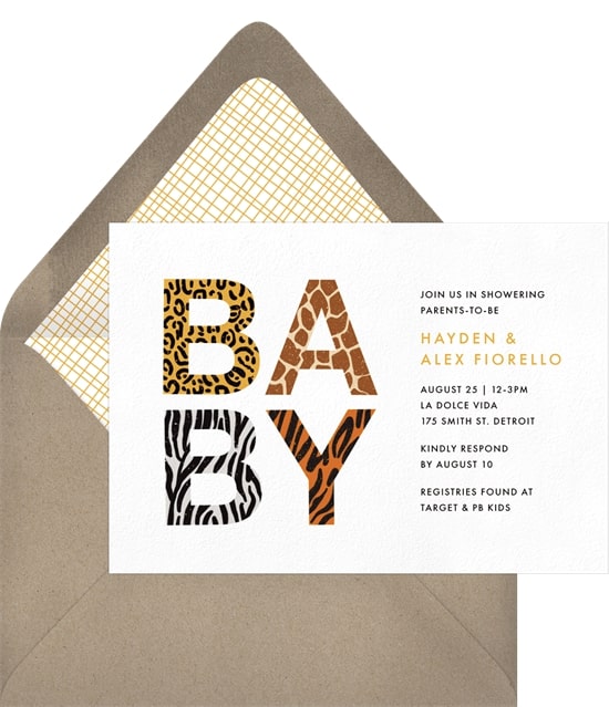 Jungle theme baby shower: Jungle Patterns Invitation