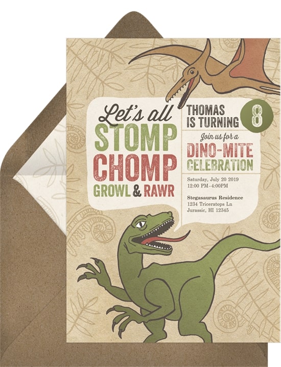 2nd birthday party ideas: Jurassic Park Invitation