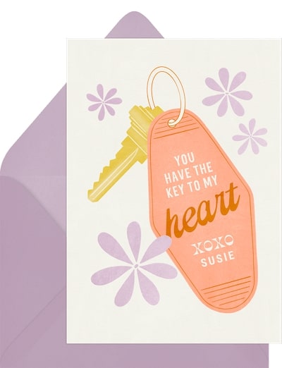 Love cards: Key to My Heart Card