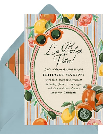 Dinner theme ideas: La Dolce Vita Invitation