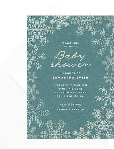 Winter baby shower invitations: Lace Snowflake Invitation