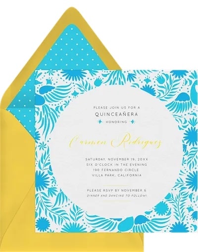 Quinceanera themes: Las Flores Invitation
