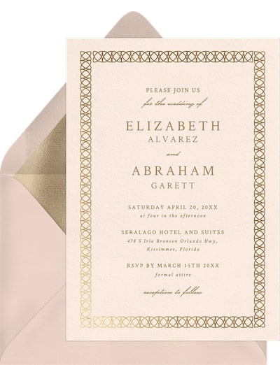 Classic wedding invitations: Lattice Border Invitation