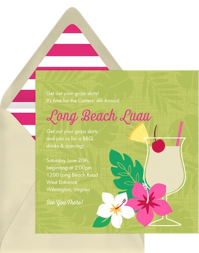 Summer party invitations: Leafy Luau Invitation