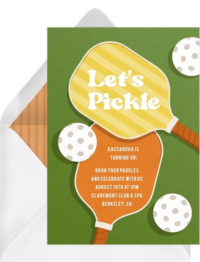 Pickleball party: Let’s Pickle Invitation
