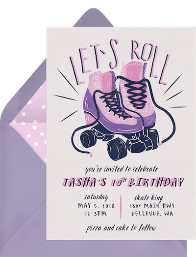Tween birthday party ideas: Let's Roll Invitation