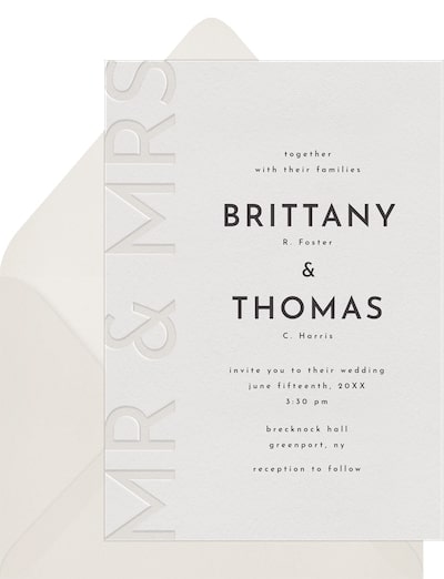Letterpress Mr. & Mrs. Invitation