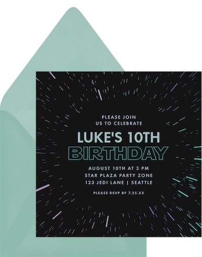 5th birthday party ideas boy: Letterpressed Lightspeed Invitation