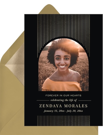 Celebration of life invitations: Lined Arch Invitation