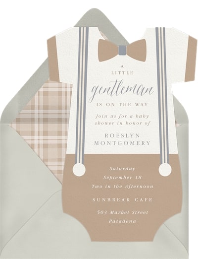 Baby shower invitations for boys: Little Gentleman Invitation