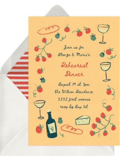 Wedding rehearsal dinner invitations: Little Tomato Invitation