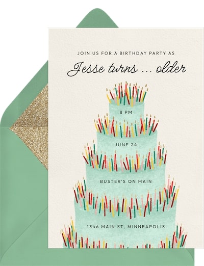 100th birthday invitations: Loaded Layer Cake Invitation
