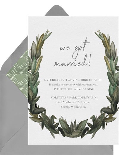 Lovely Watercolor Laurel Announcement