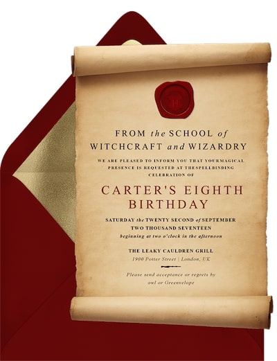 8 year old birthday party ideas: Magic Scroll Invitation