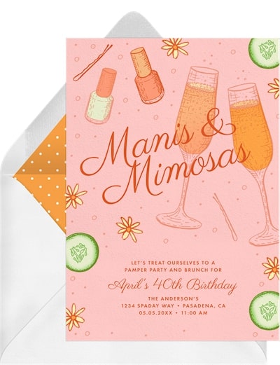 35th birthday ideas: Manis & Mimosas Invitation