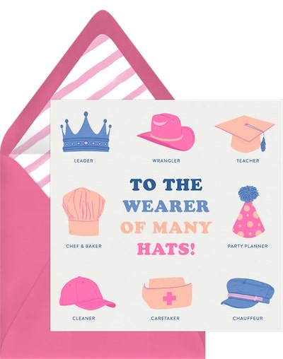 Happy Mothers Day wishes for all moms: Many Hats Card