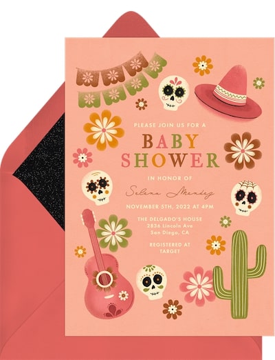 Halloween baby shower invitations: Marigolds & Sugar Skulls Invitation