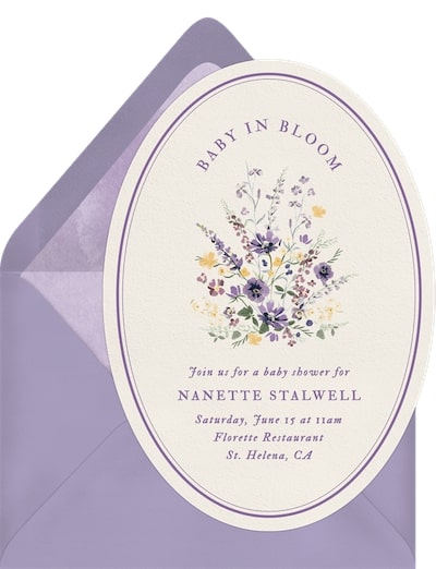 Baby in bloom invitations: Market Bloom Invitation