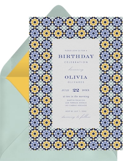 Bridesmaid proposal cards: Mediterranean Tiles Invitation