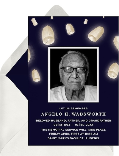 Celebration of life invitations: Memorial Lanterns Invitation