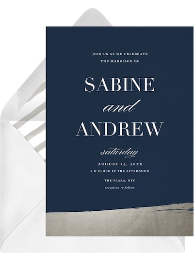 Already married reception invitations: Metallic Brush Stroke Invitation
