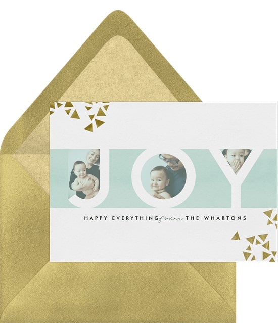 Happy holidays quotes: Metallic Joy Card