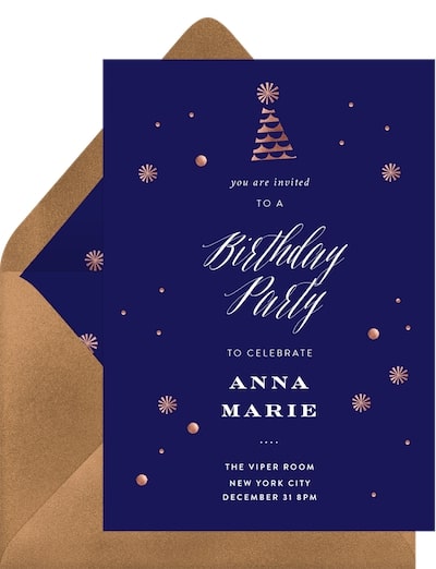 Metallic Party Hat Invitation