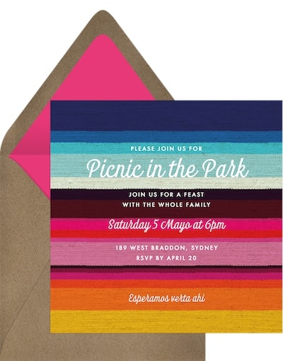 Family reunion invitations: Mexican Blanket Invitation