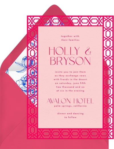 Spring wedding invitations: Mid Century Border Invitation