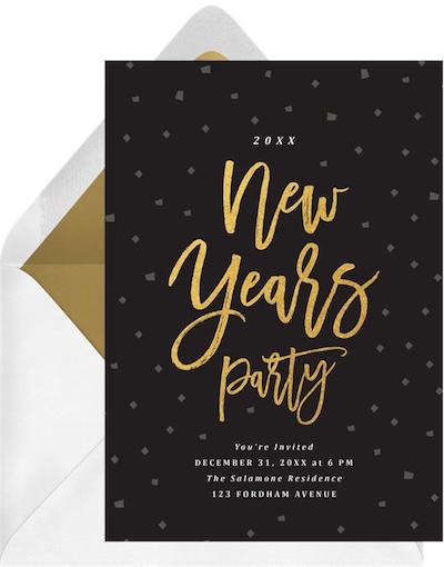 New years invitations: Midnight Confetti Invitation