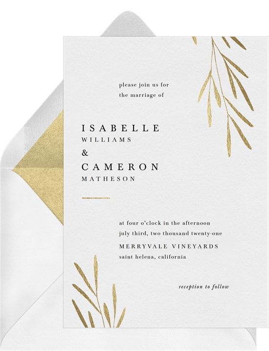 Rustic wedding ideas: Minimalist Leaves Invitation