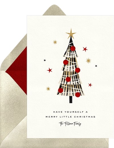 Merry Christmas wishes for friends: Mod Evergreen Card