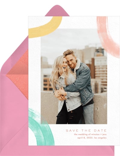Rainbow wedding theme: Mod Mood Save the Date