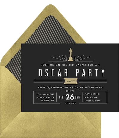Old Hollywood theme party: Mod Oscar Party Invitation